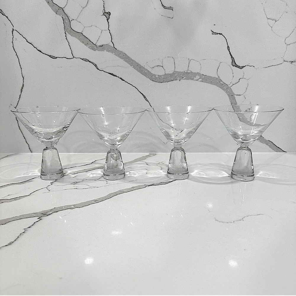 Set of 4 Glass Vintage Style Dessert Ice Cream Cups or Martini Glasses